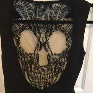 Fit and flare skull lace open back